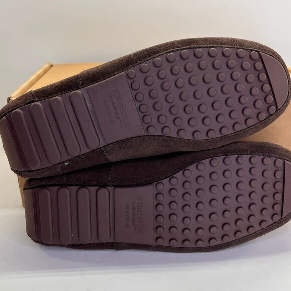 Fireside by Dearfoams Melbourne Genuine Shearling MocSlippers Sz 10 Coffee Brown - Picture 12 of 15